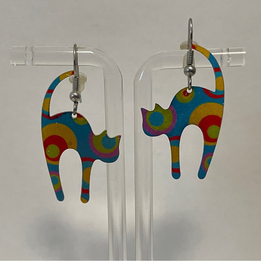 Super Cute Metal Colorful Cat Earrings